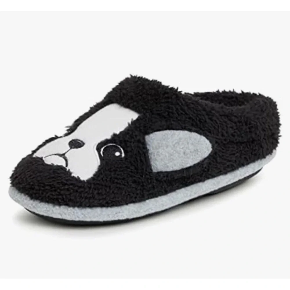 Dearfoams Kids Toddler Little Kid Black Dog Animal Slippers NEW‎ 13/1 US